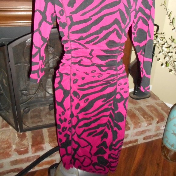 Kay Unger pink, black dress, M - Picture 8 of 9